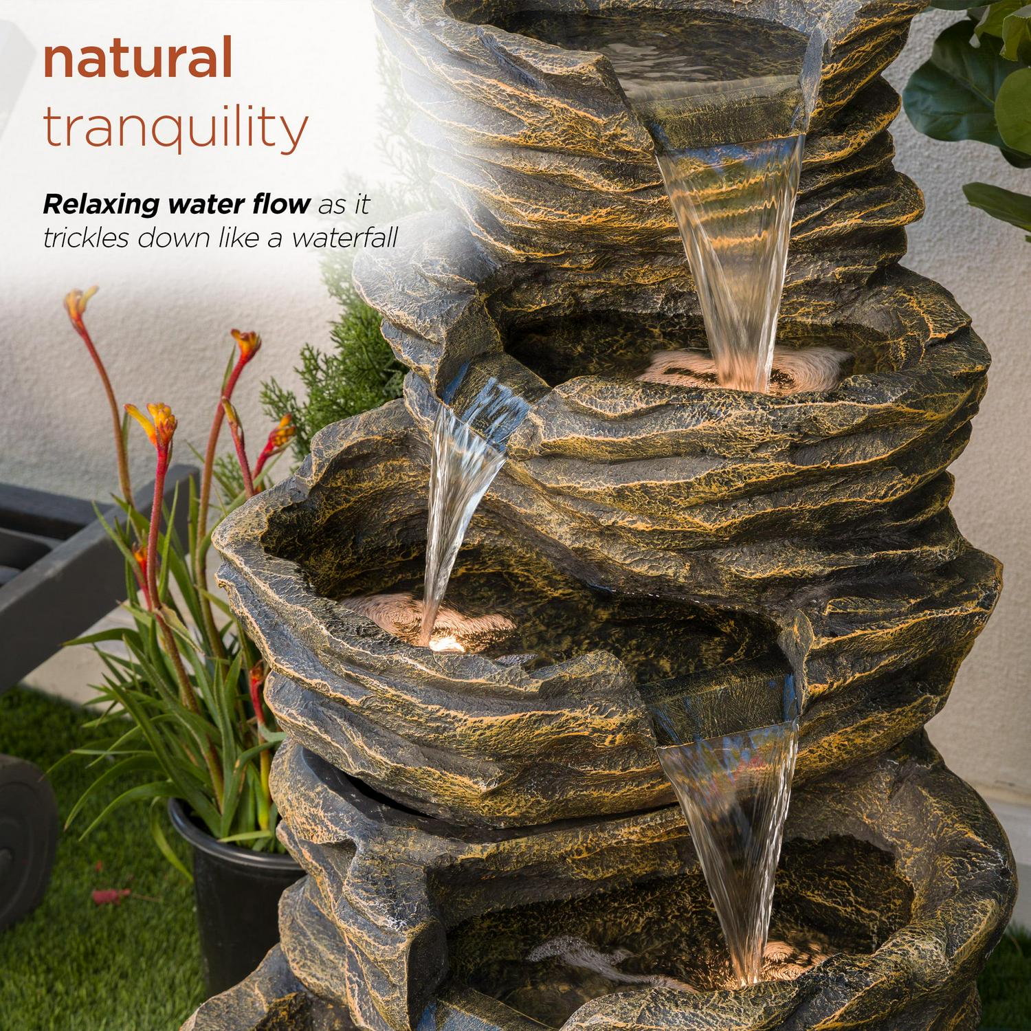 Alpine Corporation Five-Level Rock Waterfall Indoor/Outdoor Fountain - Image 5