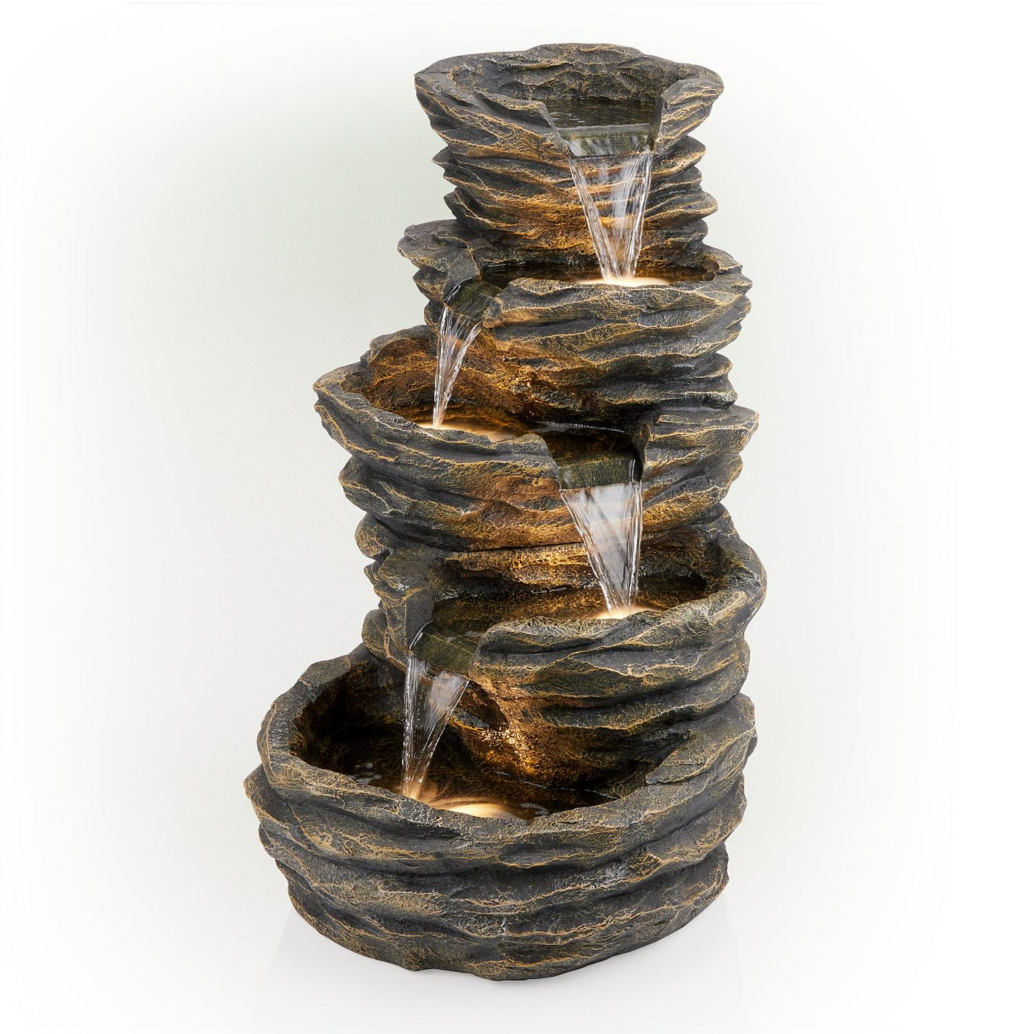 Alpine Corporation Five-Level Rock Waterfall Indoor/Outdoor Fountain - Image 2