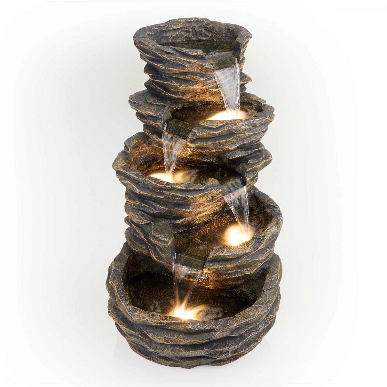 Alpine Corporation Five-Level Rock Waterfall Indoor/Outdoor Fountain - Image 11