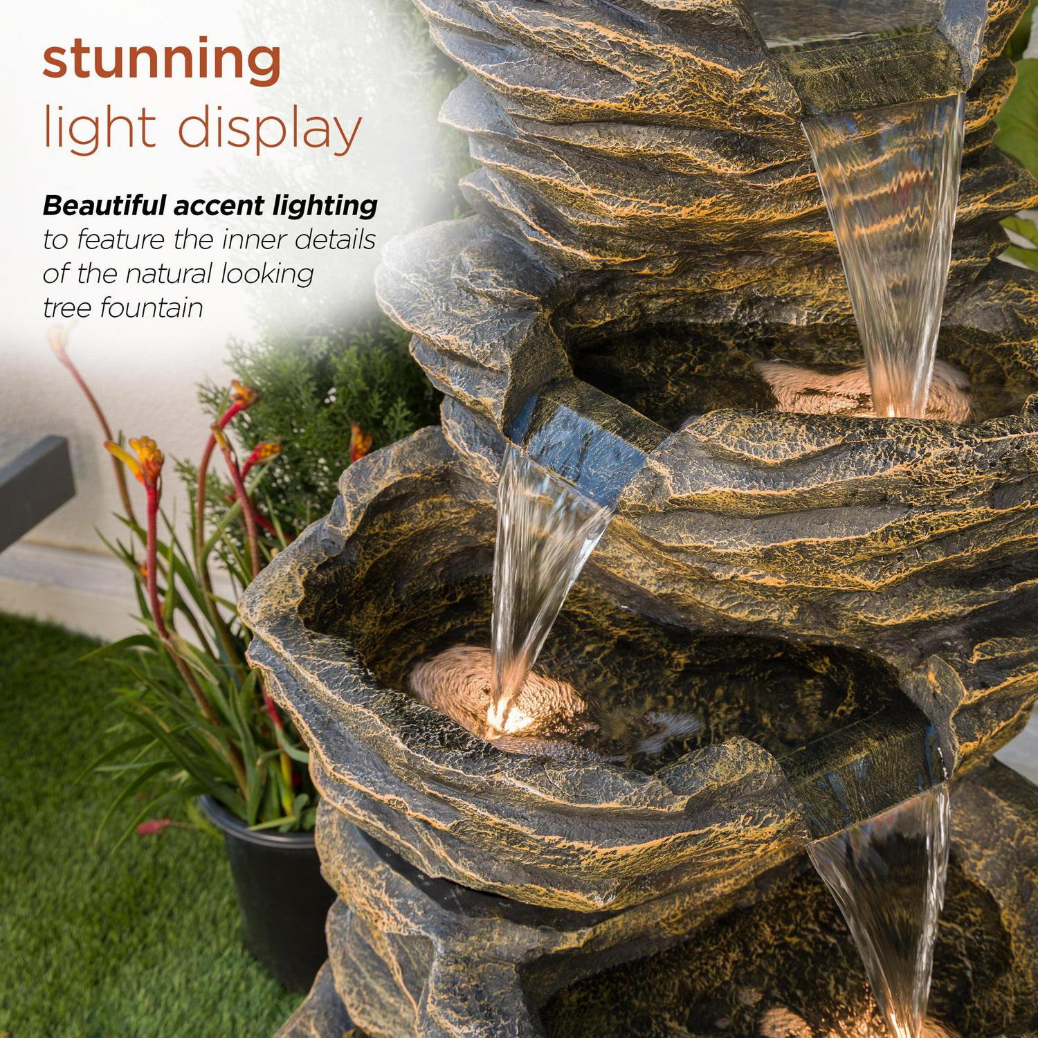 Alpine Corporation Five-Level Rock Waterfall Indoor/Outdoor Fountain - Image 7