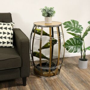 Alpine Corporation Indoor Metal Wine Barrel Table Electric Fountain, Multicolor