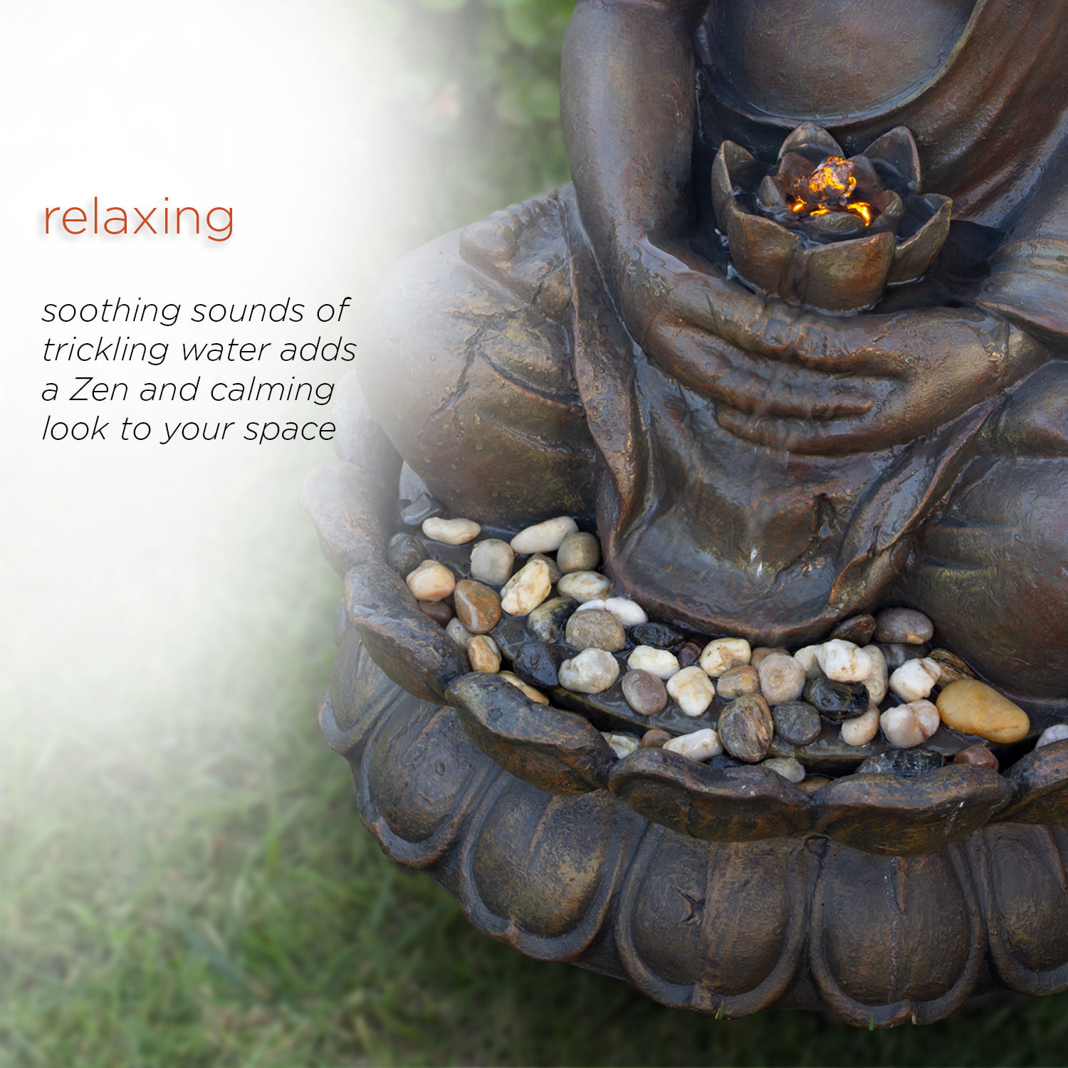 Alpine Corporation Outdoor Meditating Buddha Fountain - Image 6
