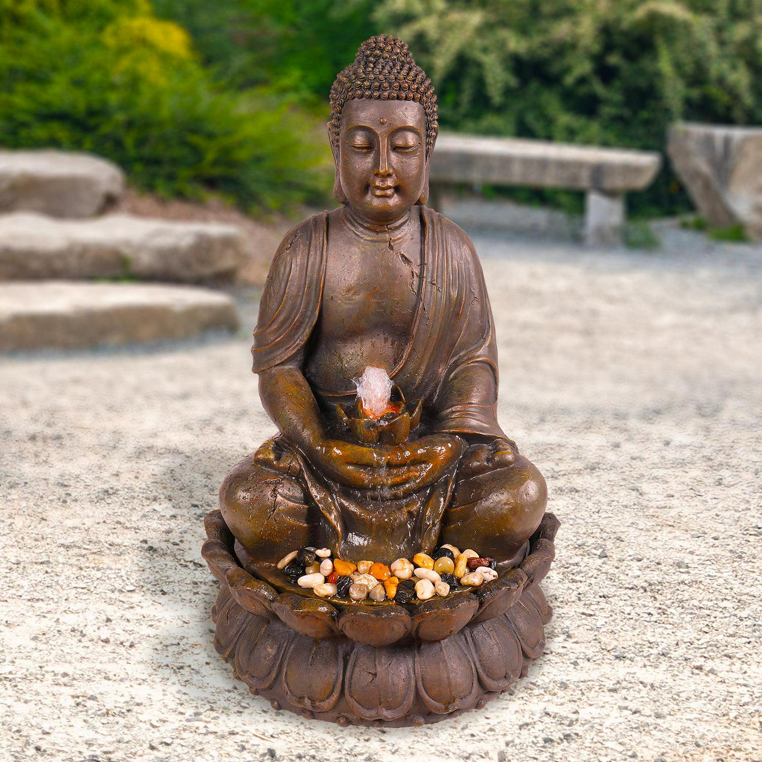 Alpine Corporation Outdoor Meditating Buddha Fountain - Image 8