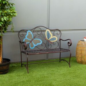 Alpine Corporation Outdoor Durable Iron Bench - Bronze