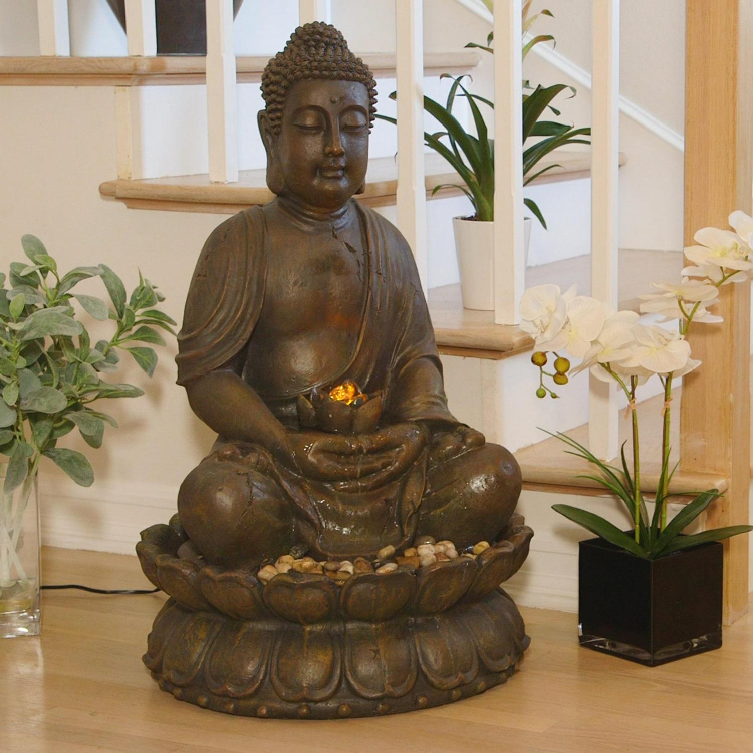Alpine Corporation Outdoor Meditating Buddha Fountain - Image 2