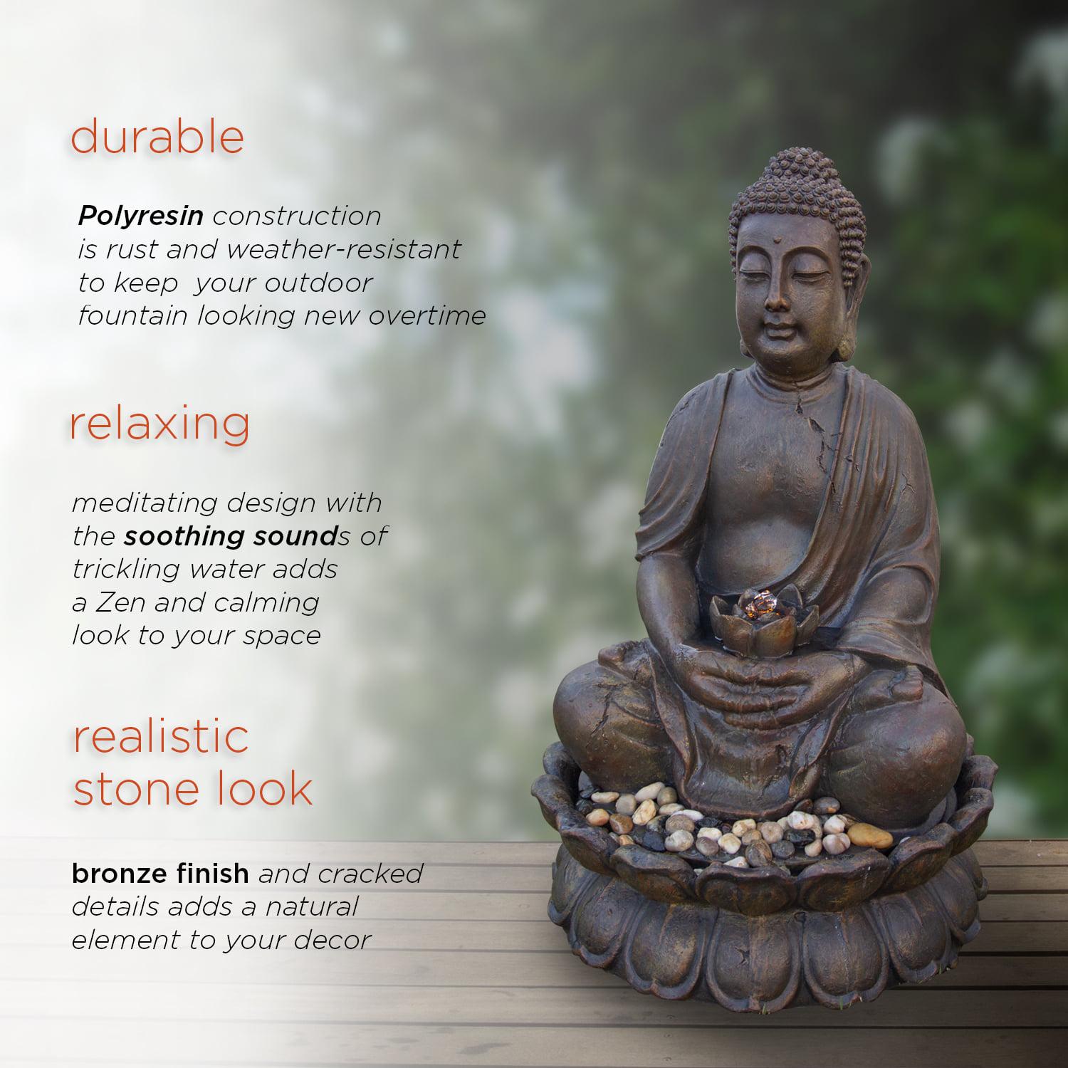 Alpine Corporation Outdoor Meditating Buddha Fountain - Image 4