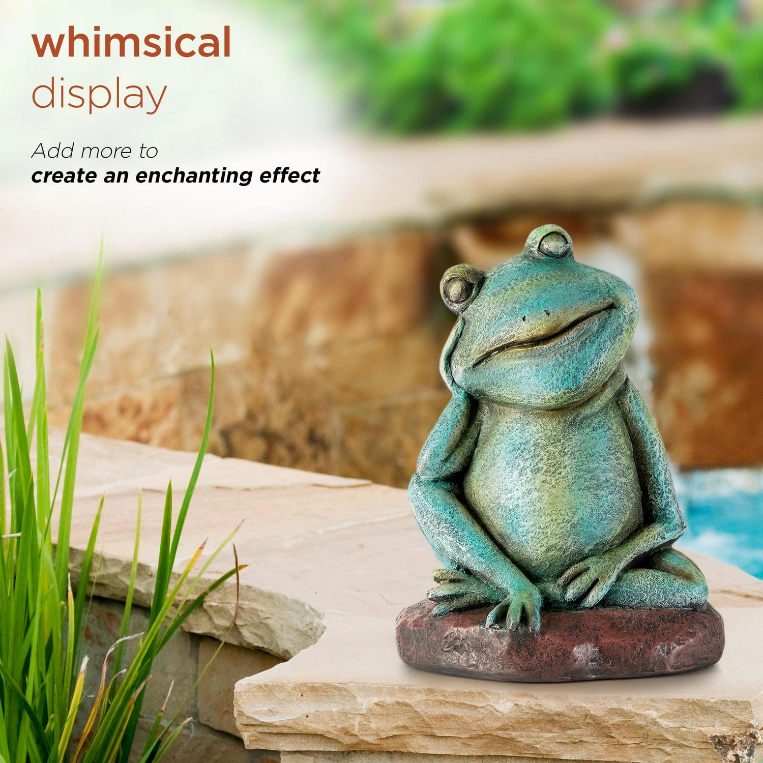 Alpine Corporation Pensative Sleeping Frog Statue, 15 Inch Tall - Image 4