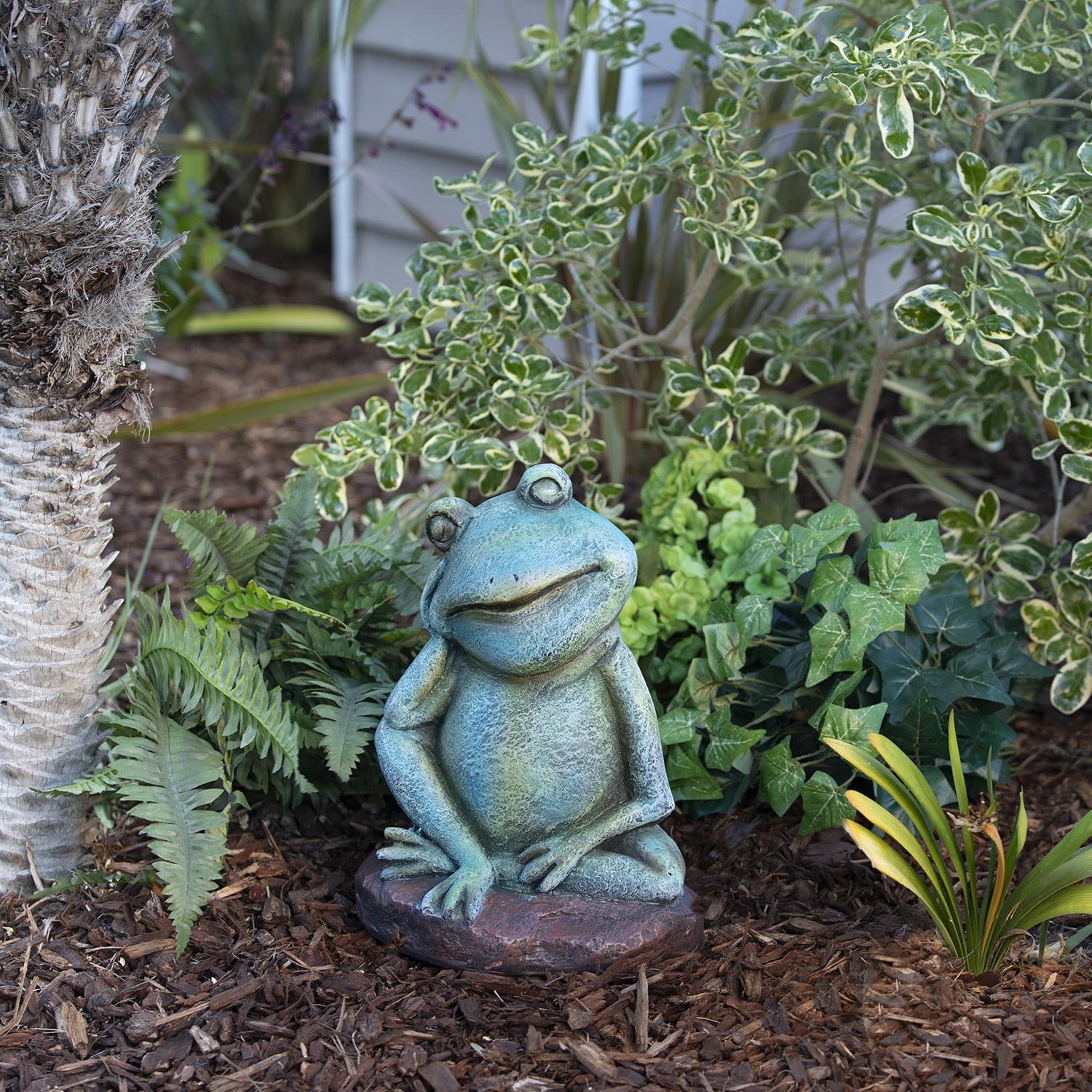 Alpine Corporation Pensative Sleeping Frog Statue, 15 Inch Tall