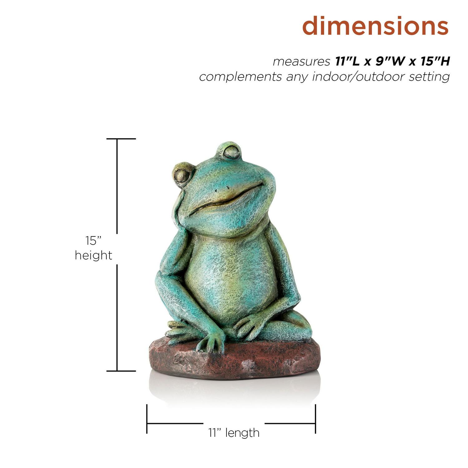Alpine Corporation Pensative Sleeping Frog Statue, 15 Inch Tall - Image 3