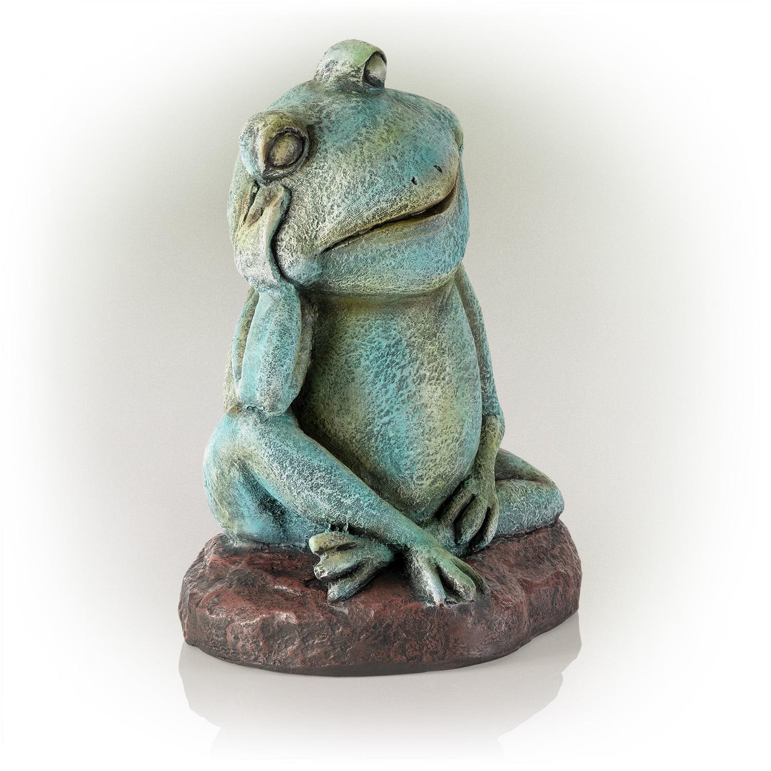 Alpine Corporation Pensative Sleeping Frog Statue, 15 Inch Tall - Image 11