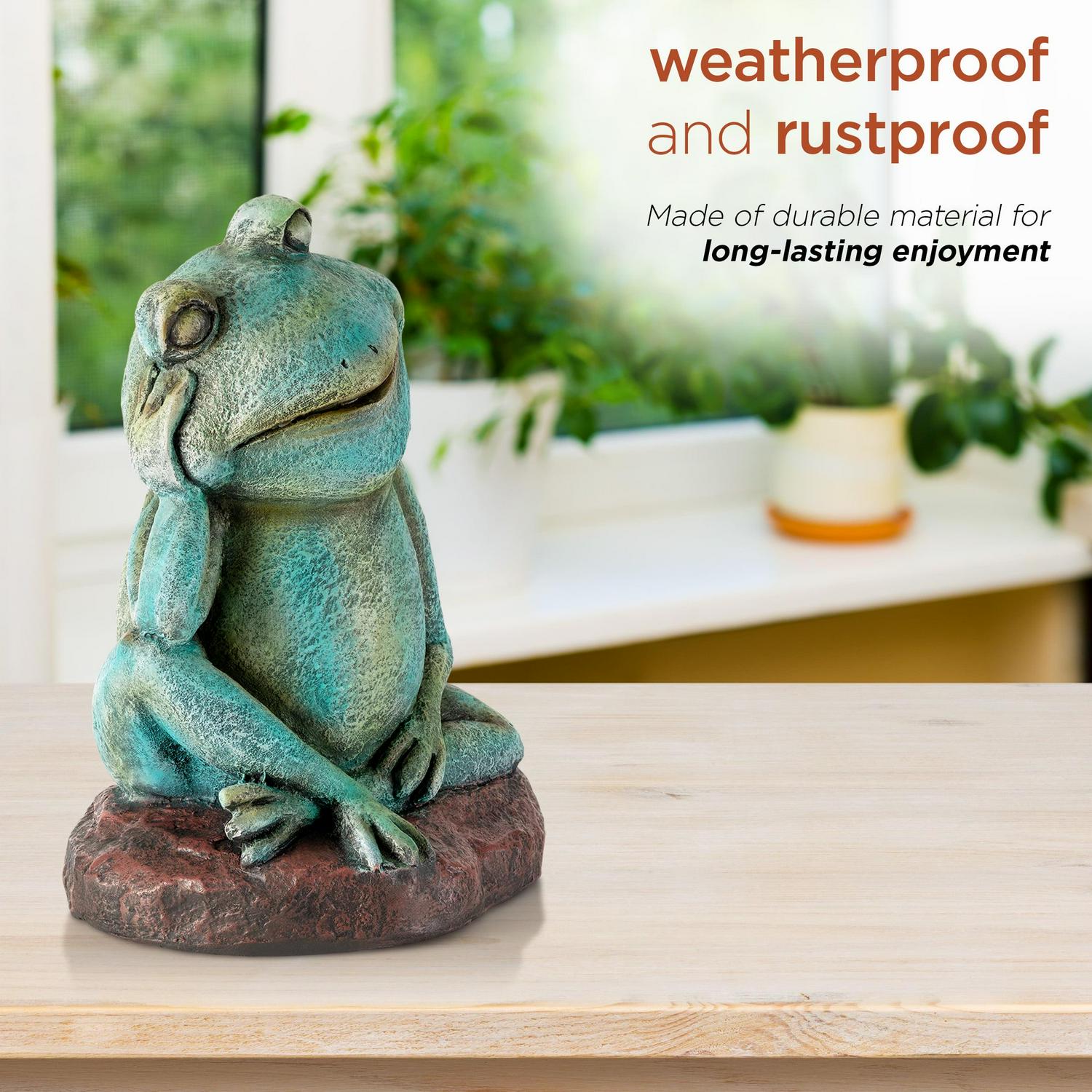 Alpine Corporation Pensative Sleeping Frog Statue, 15 Inch Tall - Image 5