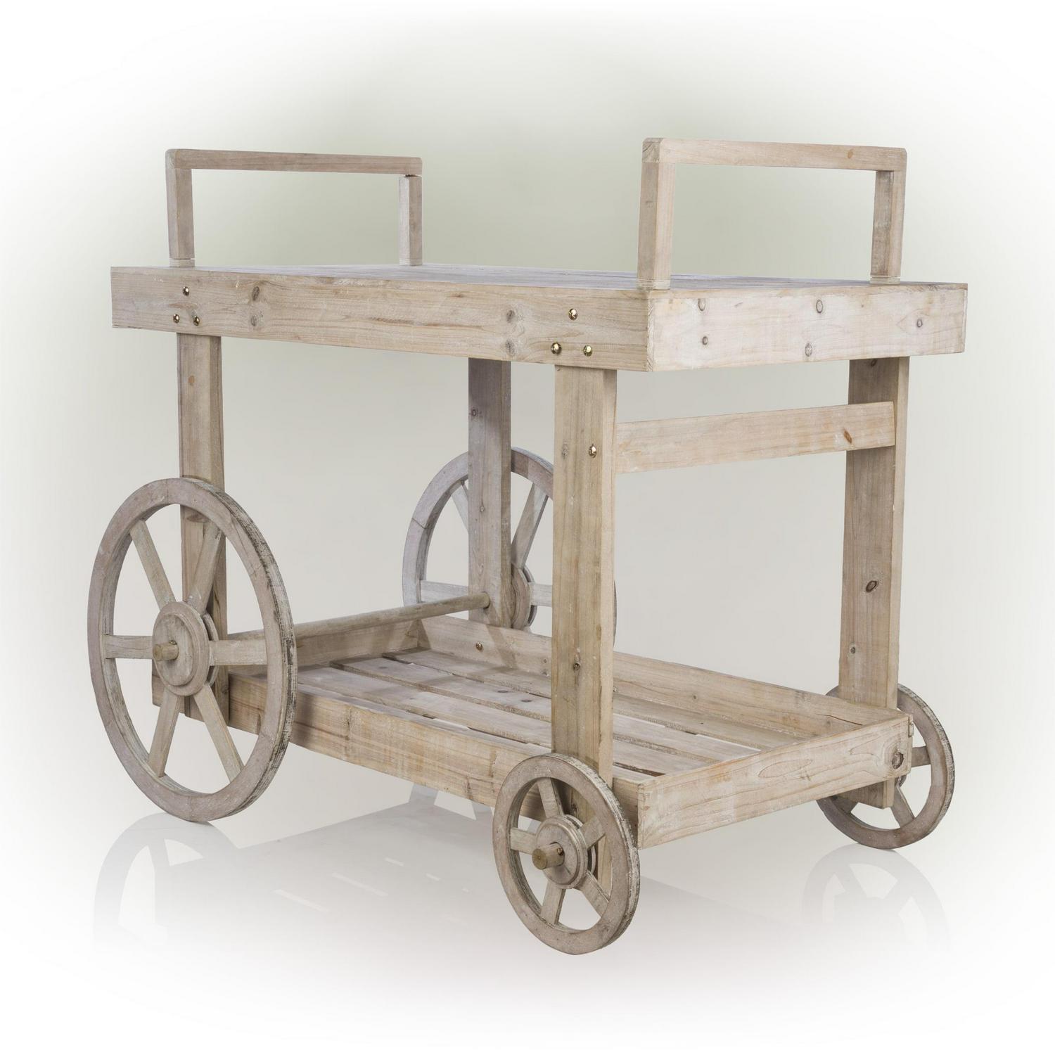Alpine Corporation Wooden Garden Cart Display with Wheels - Image 2