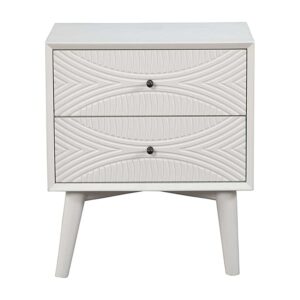 Two Drawers Mahogany Wood Nightstand with Tapered Legs White - Saltoro Sherpi