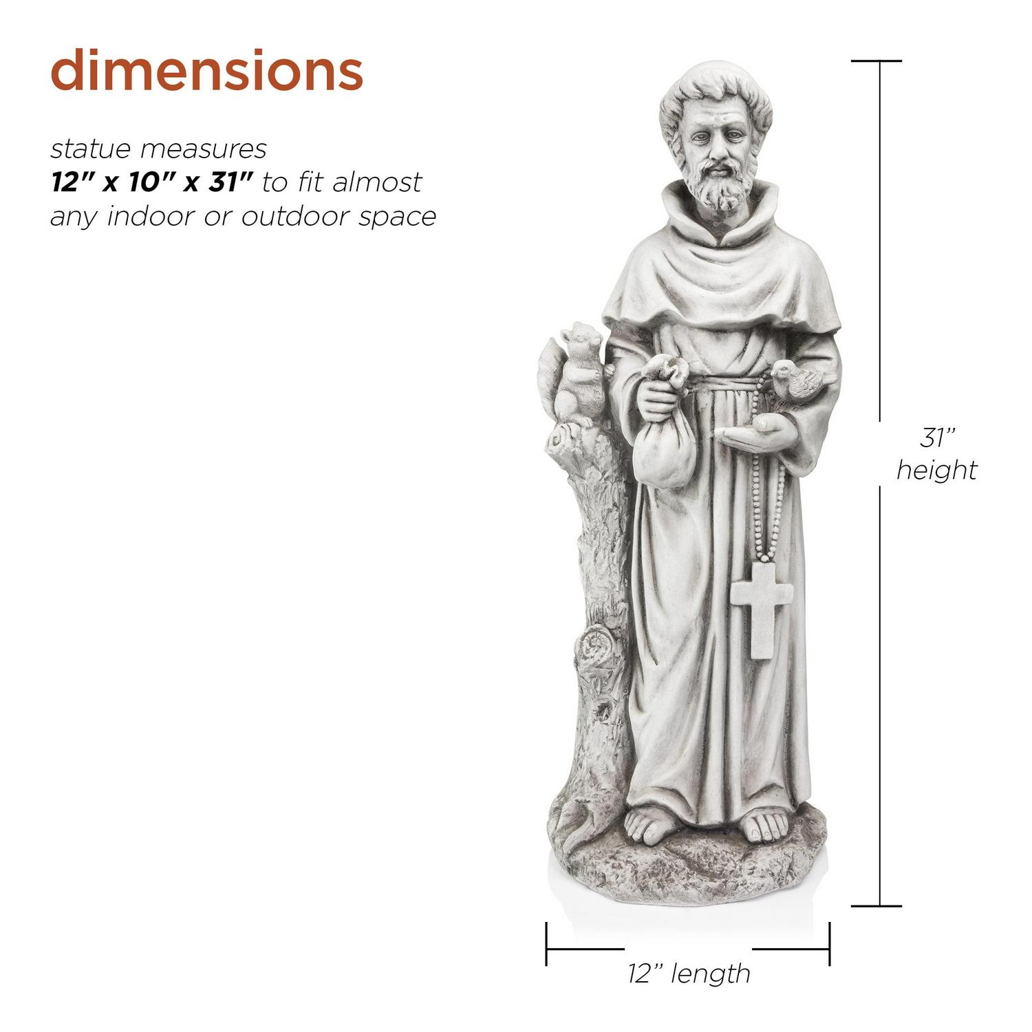 Alpine Gray Fiberglass 31 in. H St. Francis Statue - Image 3
