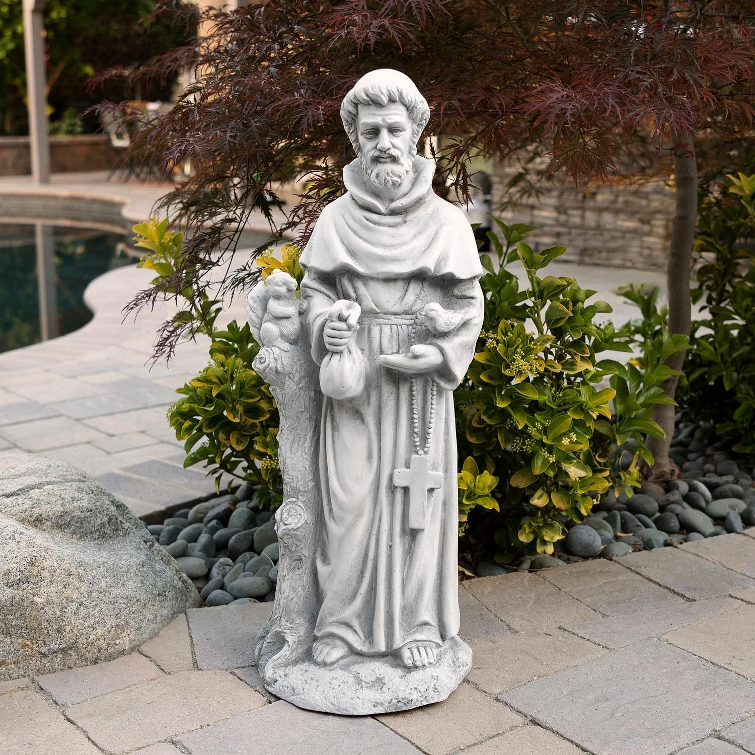 Alpine Gray Fiberglass 31 in. H St. Francis Statue