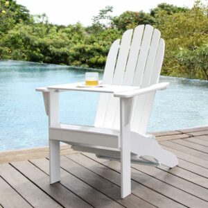 Alston Solid Wood Outdoor Adirondack Chair - Free Tray Table - White