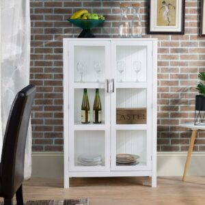 Alva White Display Cabinet With Glass Doors and Sides