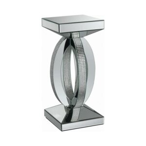 Amalia Square Mirrored Acrylic Crystal Side End Table Silver