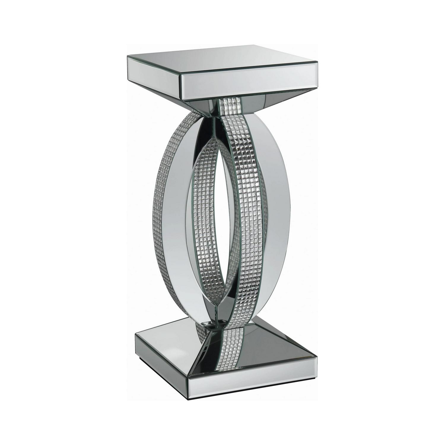 Amalia Square Mirrored Acrylic Crystal Side End Table Silver