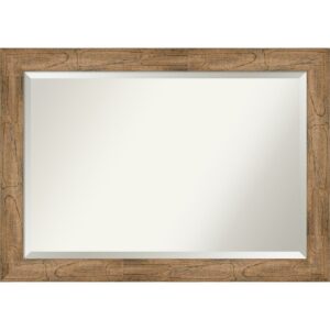 Amanti Art Beveled Wood Bathroom Wall Mirror - Owl Brown Frame Outer Size: 42 x 30 in