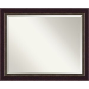 Amanti Art Beveled Wood Bathroom Wall Mirror - Signore Bronze Frame - Outer Size: 32 x 26 in