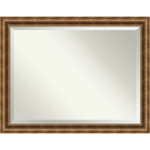 Amanti Art Beveled Wood Bathroom Wall Mirror - Manhattan Bronze Frame - Outer Size: 45 x 35 in