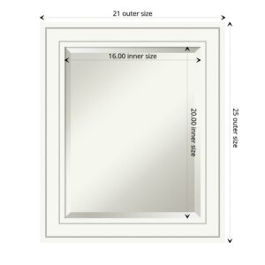 Amanti Art Beveled Wood Bathroom Wall Mirror - Craftsman White Frame Outer Size: 21 x 25 in