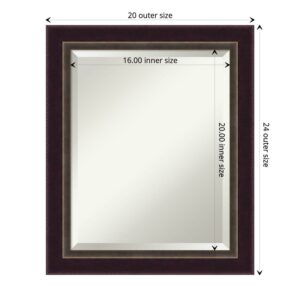 Amanti Art Beveled Wood Bathroom Wall Mirror - Signore Bronze Frame Outer Size: 20 x 24 in