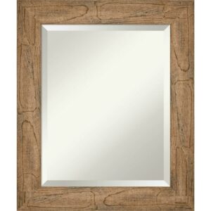 Amanti Art Beveled Wood Bathroom Wall Mirror - Owl Brown Frame Outer Size: 22 x 26 in