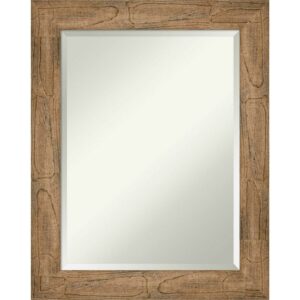 Amanti Art Beveled Wood Bathroom Wall Mirror - Owl Brown Frame Outer Size: 24 x 30 in