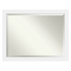 Amanti Art Beveled Wood Bathroom Wall Mirror - Corvino White Frame - Outer Size: 41 x 29 in
