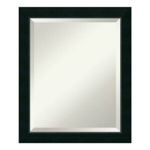 Amanti Art Beveled Wood Bathroom Wall Mirror - Corvino Black Narrow Frame - Outer Size: 19 x 23 in
