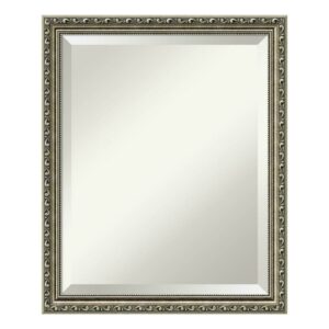 Amanti Art Beveled Wood Bathroom Wall Mirror - Parisian Silver Frame Outer Size: 18 x 22 in