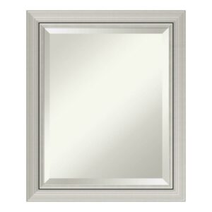 Amanti Art Beveled Wood Bathroom Wall Mirror - Romano Silver Narrow Frame Outer Size: 20 x 24 in