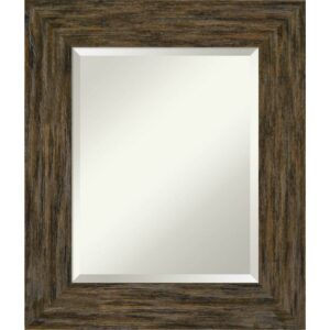 Amanti Art Beveled Wood Bathroom Wall Mirror - Fencepost Brown Frame Fencepost Brown Outer Size: 23 x 27 in