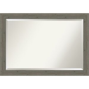 Amanti Art Beveled Wood Bathroom Wall Mirror - Fencepost Grey Narrow Frame Fencepost Grey Narrow Outer Size: 41 x 29 in