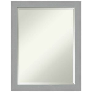 Brushed Nickel Beveled Wood Bathroom Wall Mirror