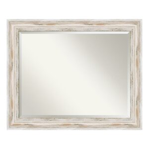 Amanti Art Alexandria White Wash Beveled Wood Wall Mirror 27.25 x 33.25 in.