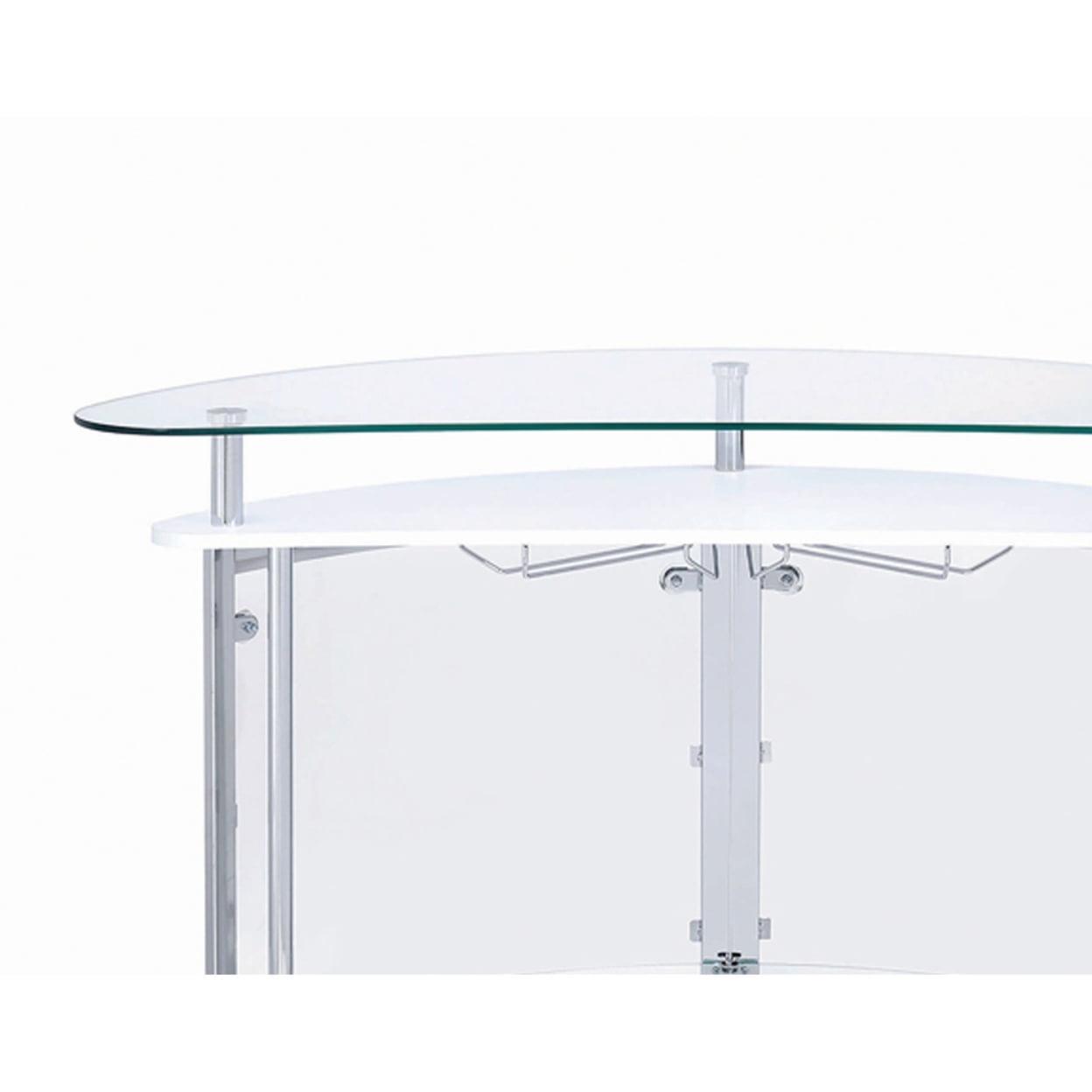 Amarillo 2-tier Bar Unit White and Chrome - Image 2