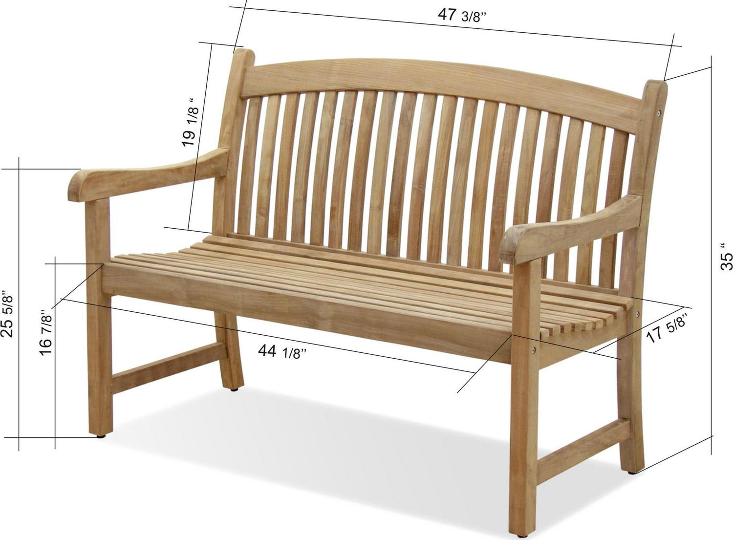 Urban Elements Newham 1-Piece 100% FSC Teak Wood Patio Bench - Image 5