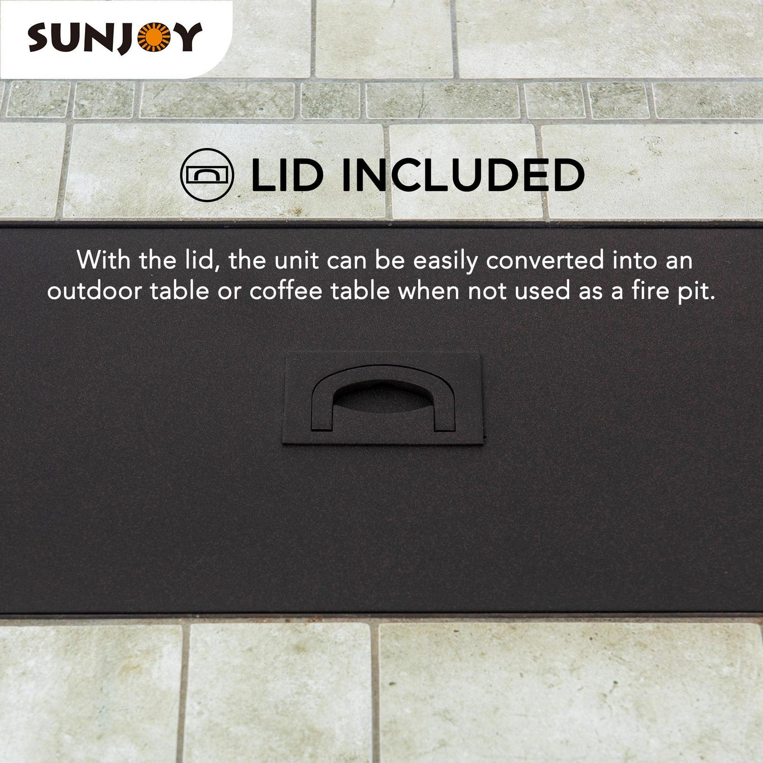 AmberCove Rectangular Propane Burning Fire Pit Table - Image 3