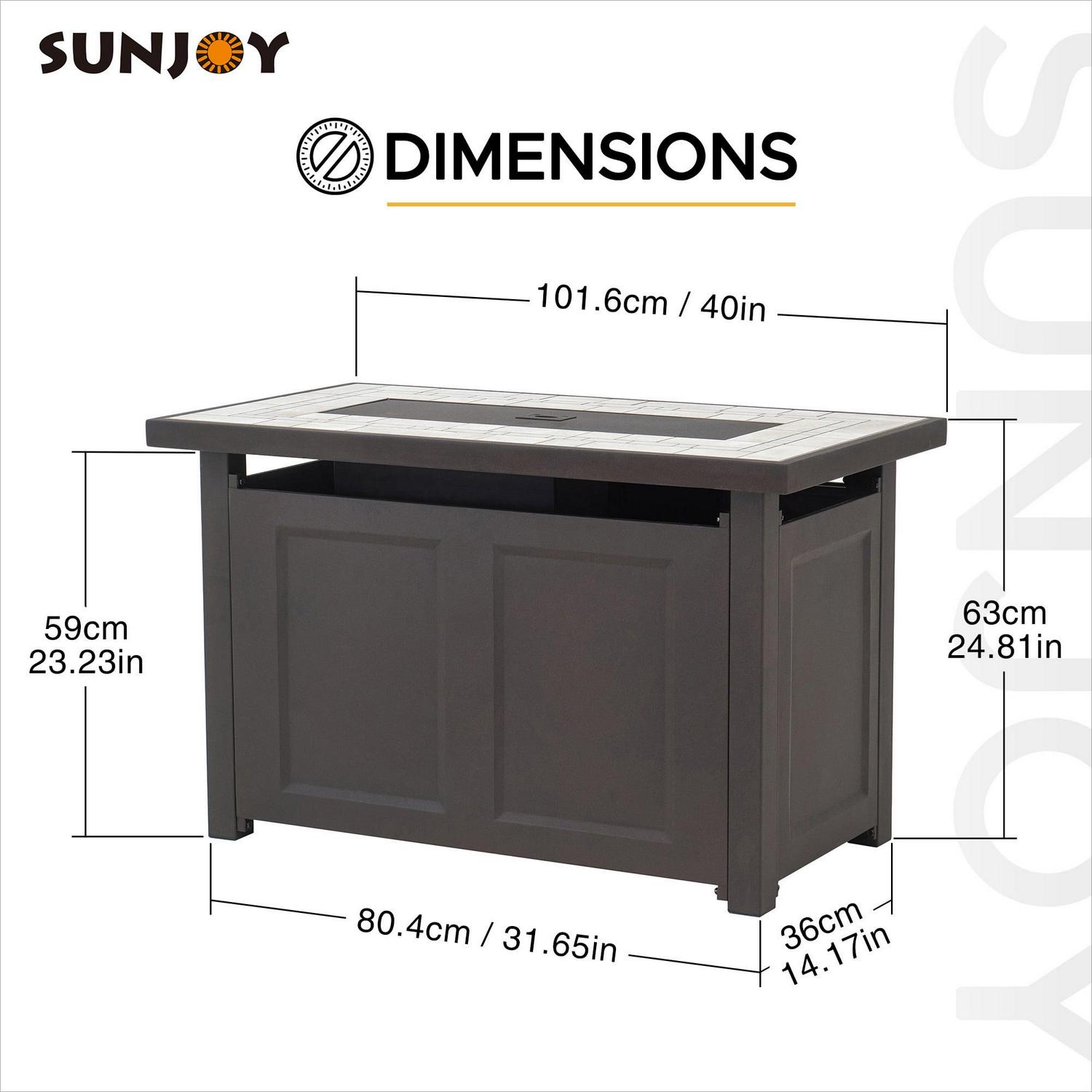 AmberCove Rectangular Propane Burning Fire Pit Table - Image 5