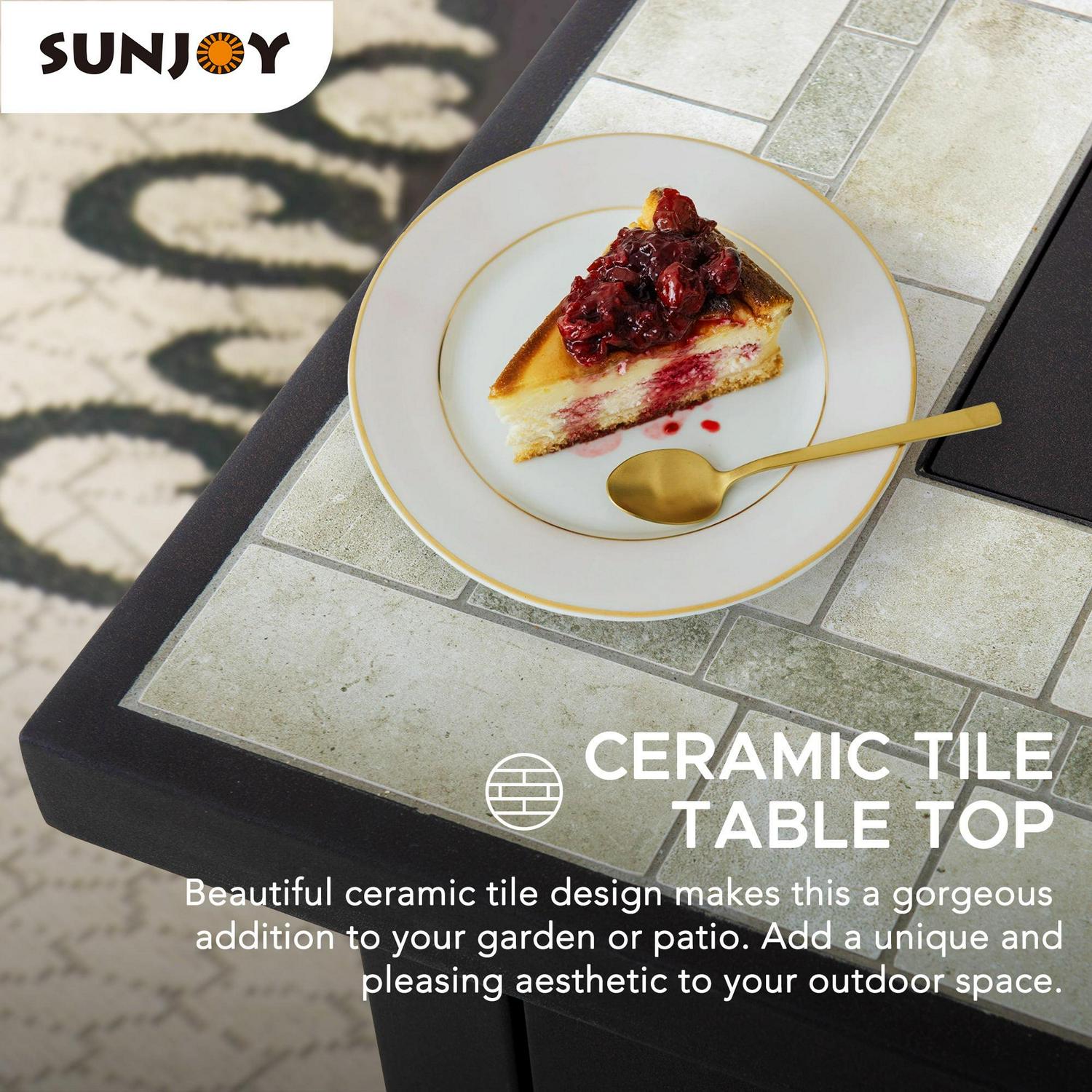 AmberCove Rectangular Propane Burning Fire Pit Table - Image 7