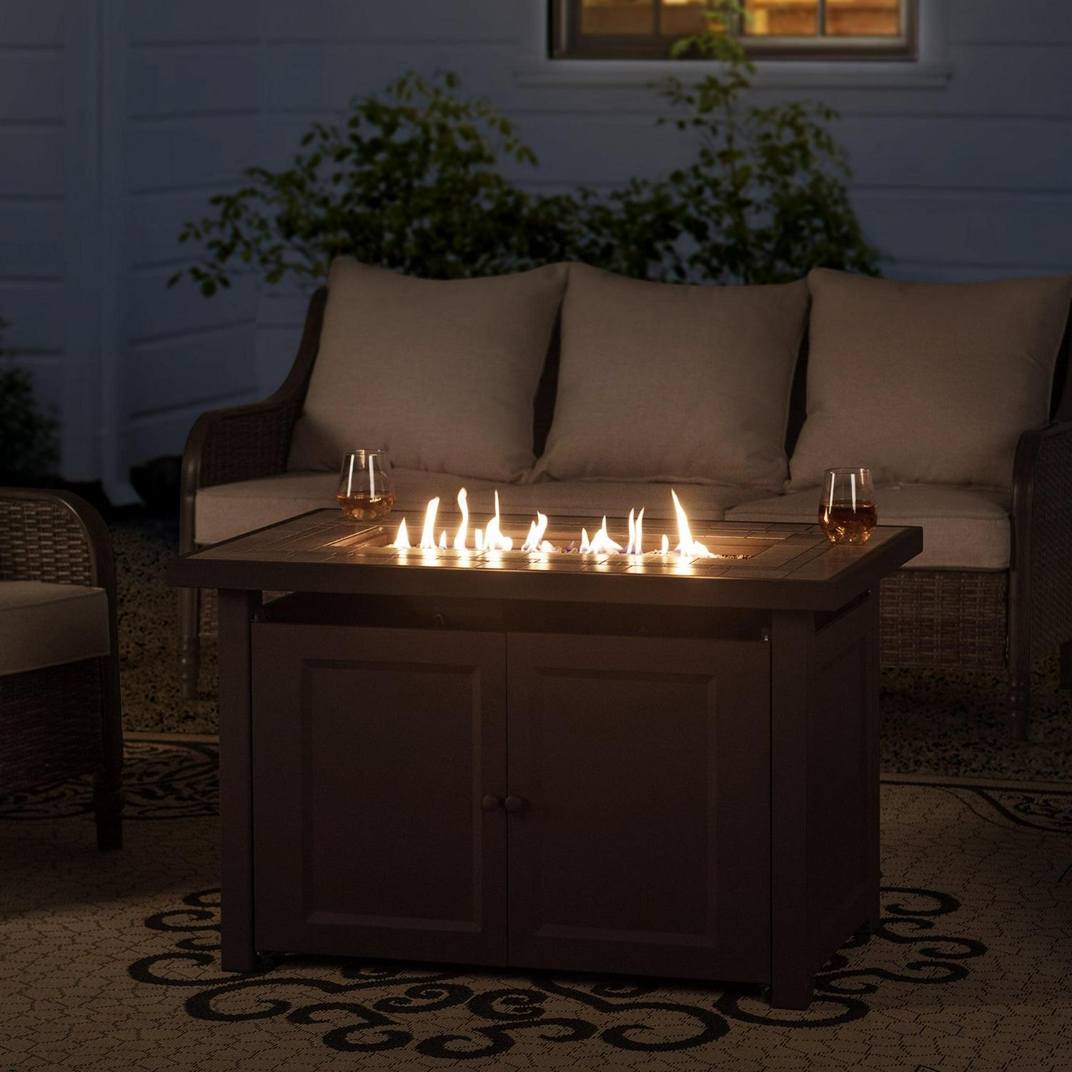AmberCove Rectangular Propane Burning Fire Pit Table - Image 4