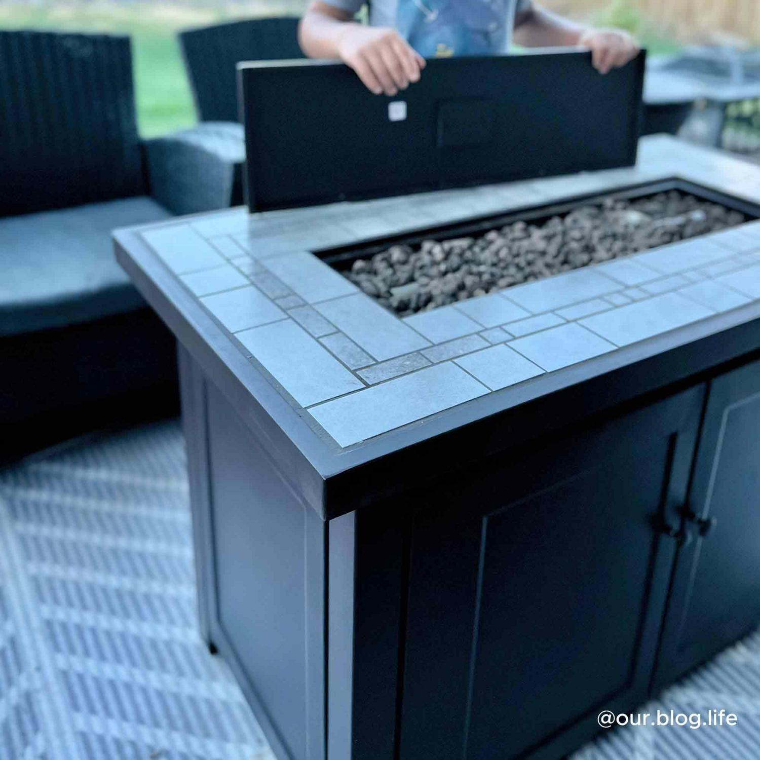 AmberCove Rectangular Propane Burning Fire Pit Table - Image 10