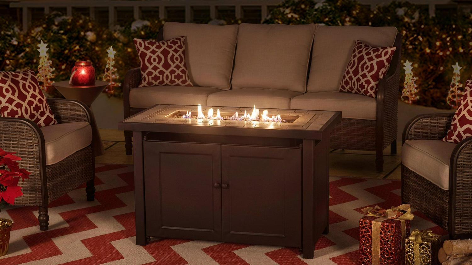 AmberCove Rectangular Propane Burning Fire Pit Table - Image 11