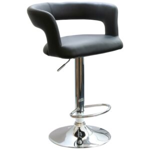 AmeriHome Adjustable Black Vinyl Finish Full Back Bar Stool