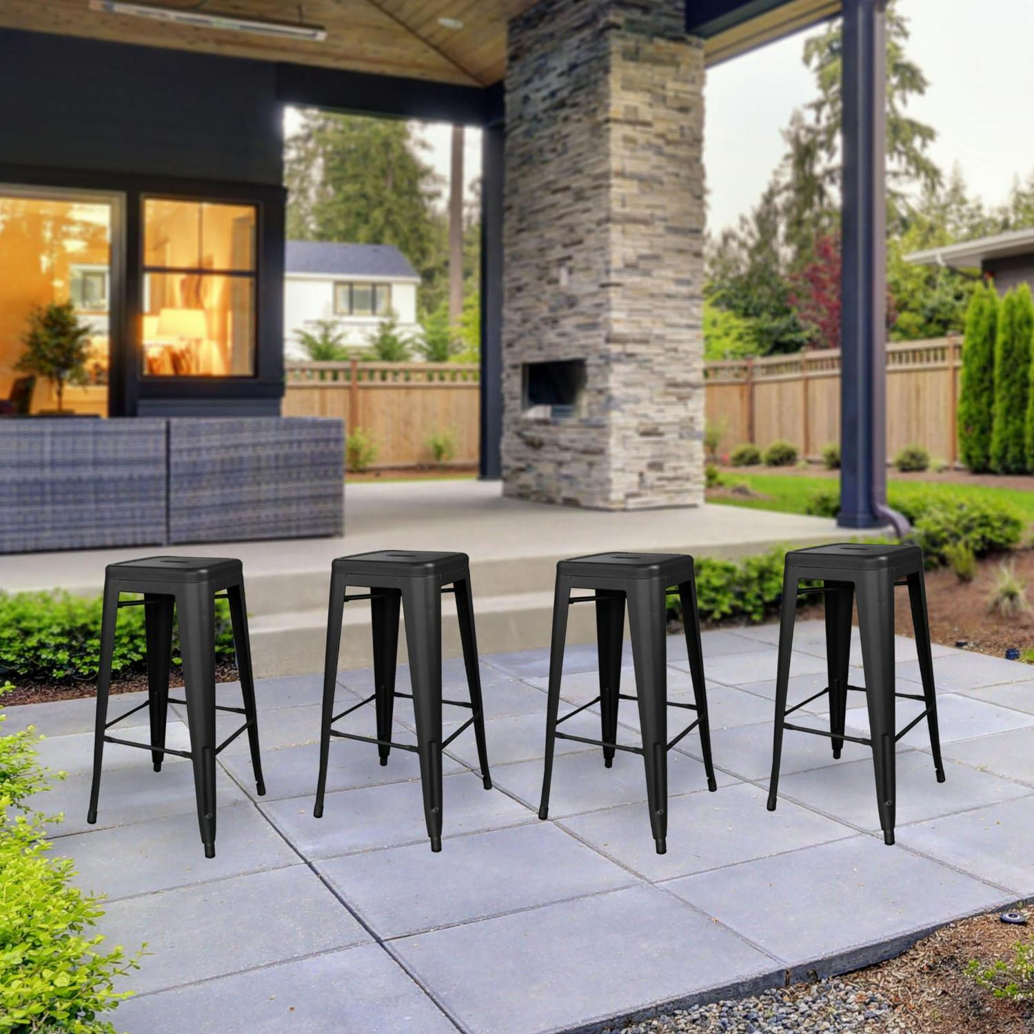 AmeriHome Indoor/Outdoor 30 inch Metal Bar Stool Set - 4 Piece - Image 8