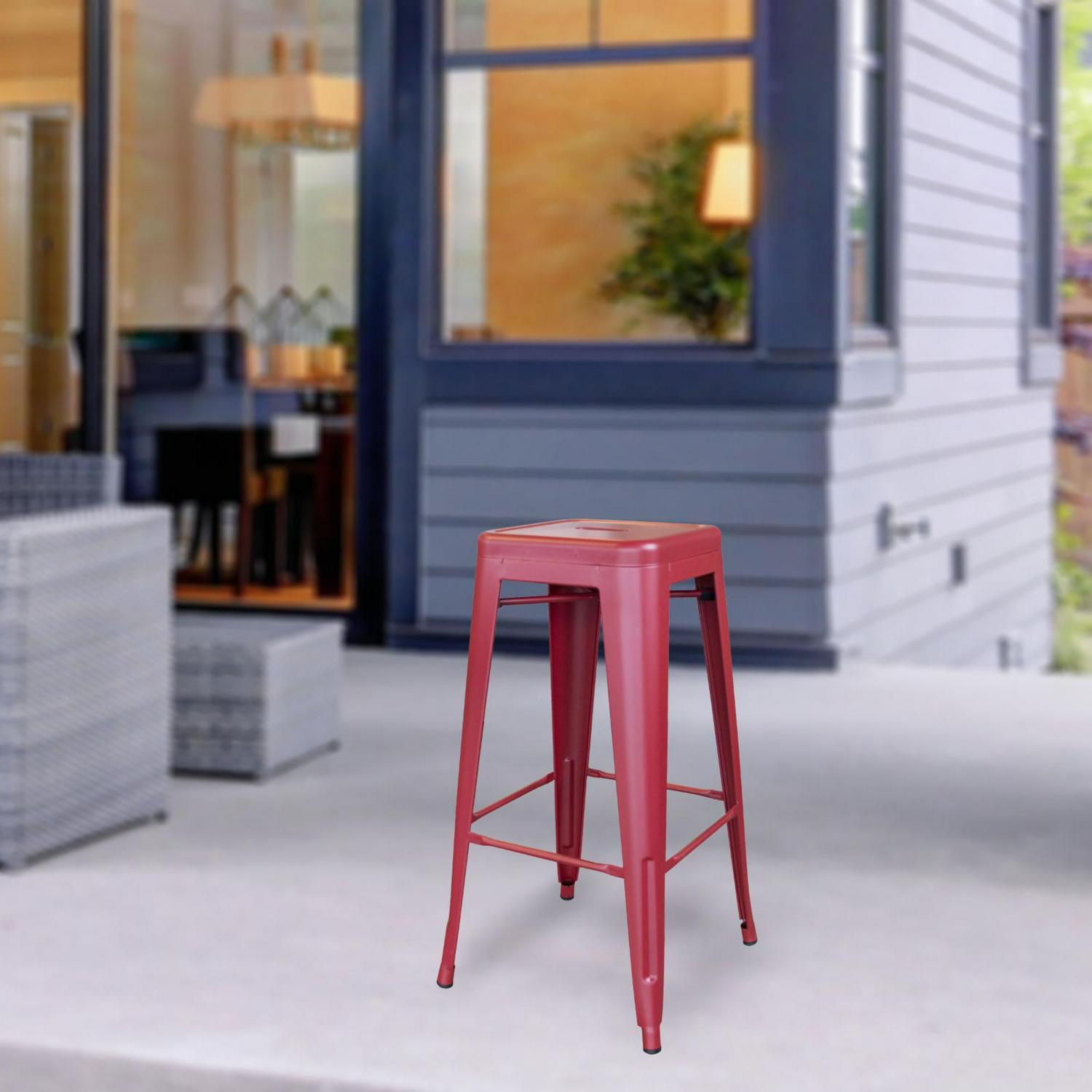 AmeriHome Indoor/Outdoor 30 inch Metal Bar Stool Set - 4 Piece - Image 3