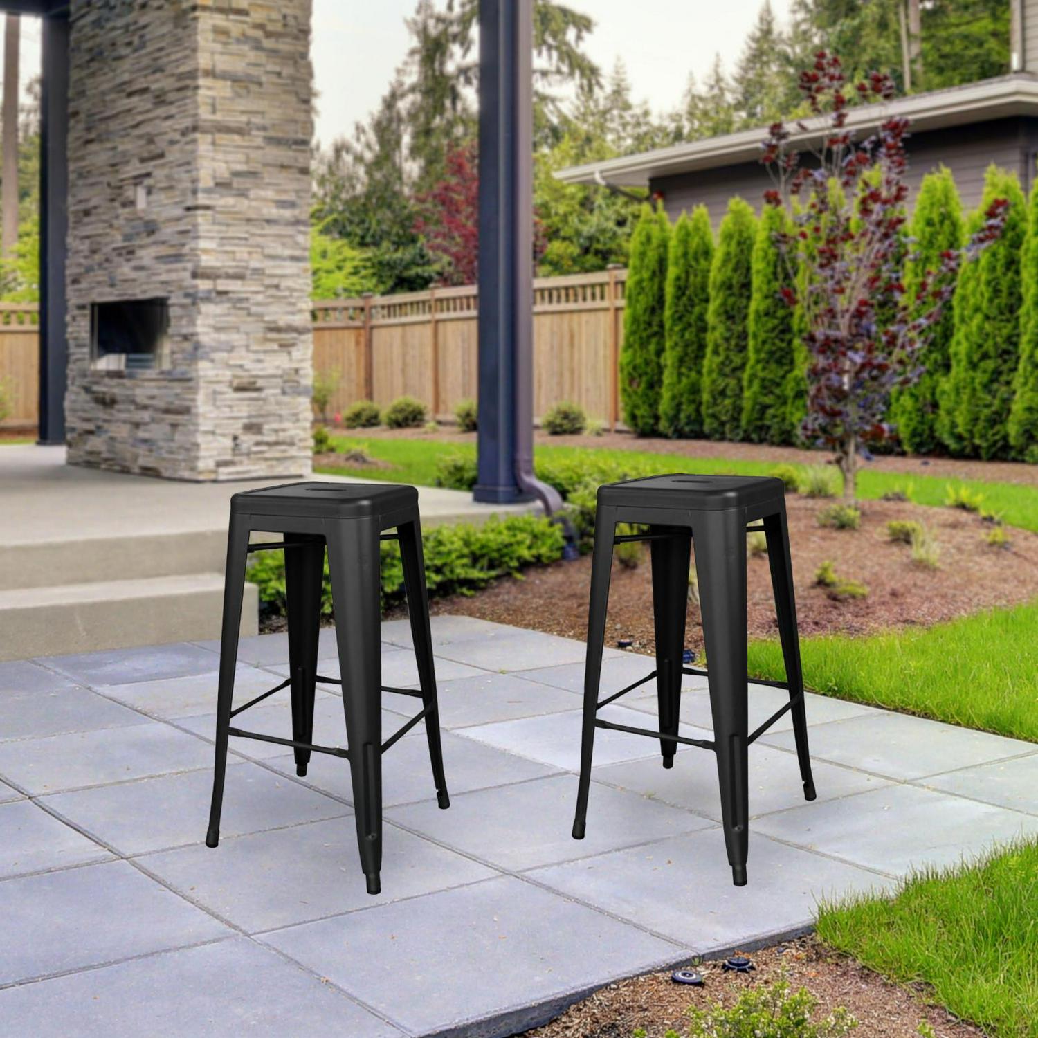 AmeriHome Indoor/Outdoor 30 inch Metal Bar Stool Set - 4 Piece - Image 9